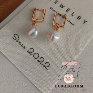 S925 Sterling Silver 18K Gold-Plated Natural Freshwater Pearl Earrings